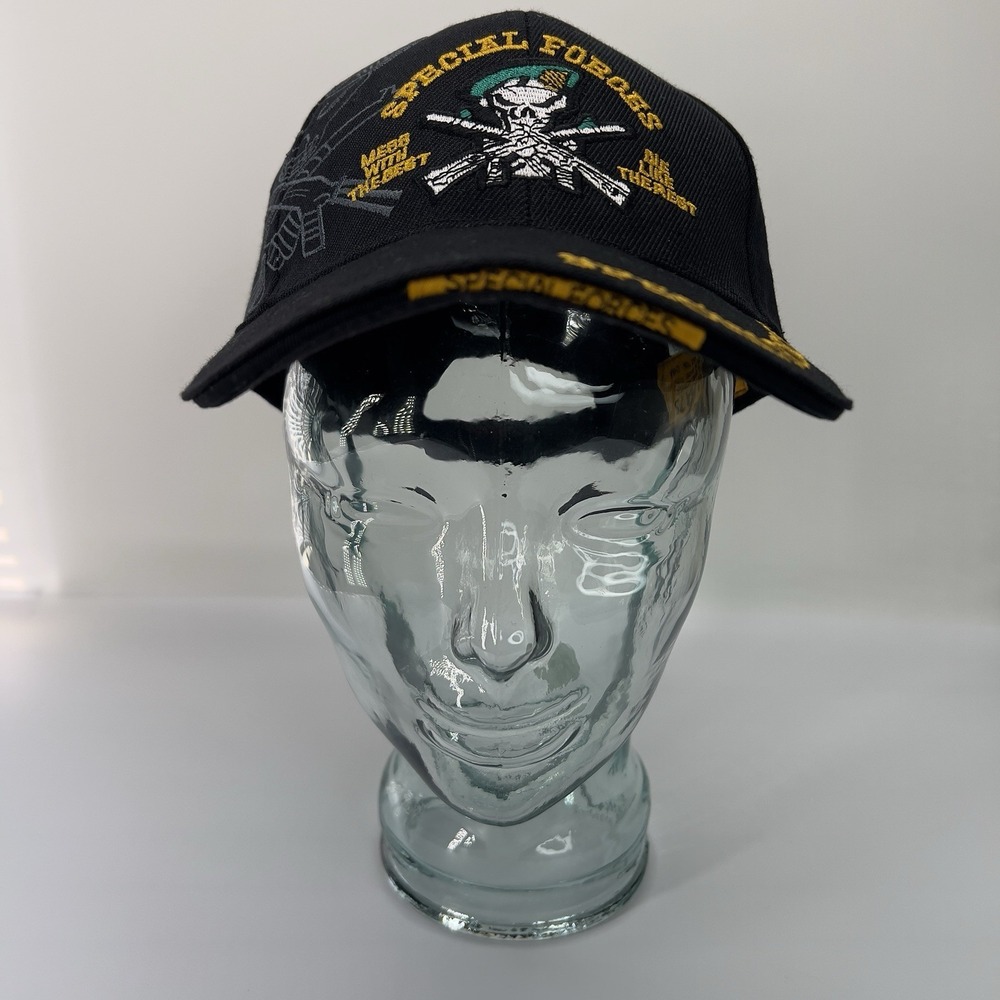Special Forces Skull Tactical Cap Black Embroidered Adjustable Strap Hat Militar